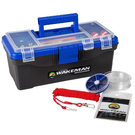 Wakeman Wakeman Outdoors 80-FSH5015 Fishing Single Tray Tackle Box; Blue - 55 Piece 80-FSH5015